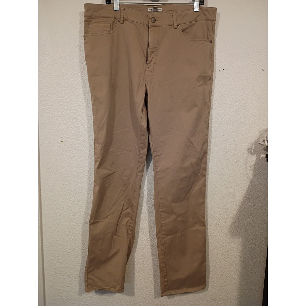 Peter Millar Mens 38 Khaki Tan 5-Pocket Cotton Blend Straight Leg Pants Trousers
